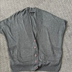 Kenneth Cole Charcoal Button-Up Women's Short Sleeve Vest  Cardigan